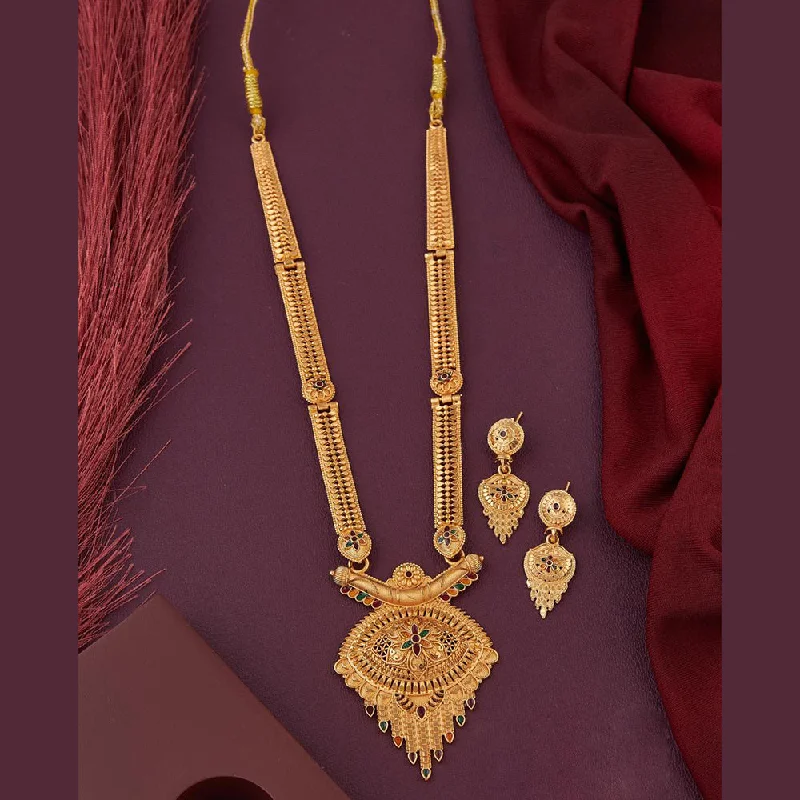 women’s vintage diamond necklaces-Kalpna Sales Gold Plated Meenakari Necklace Set