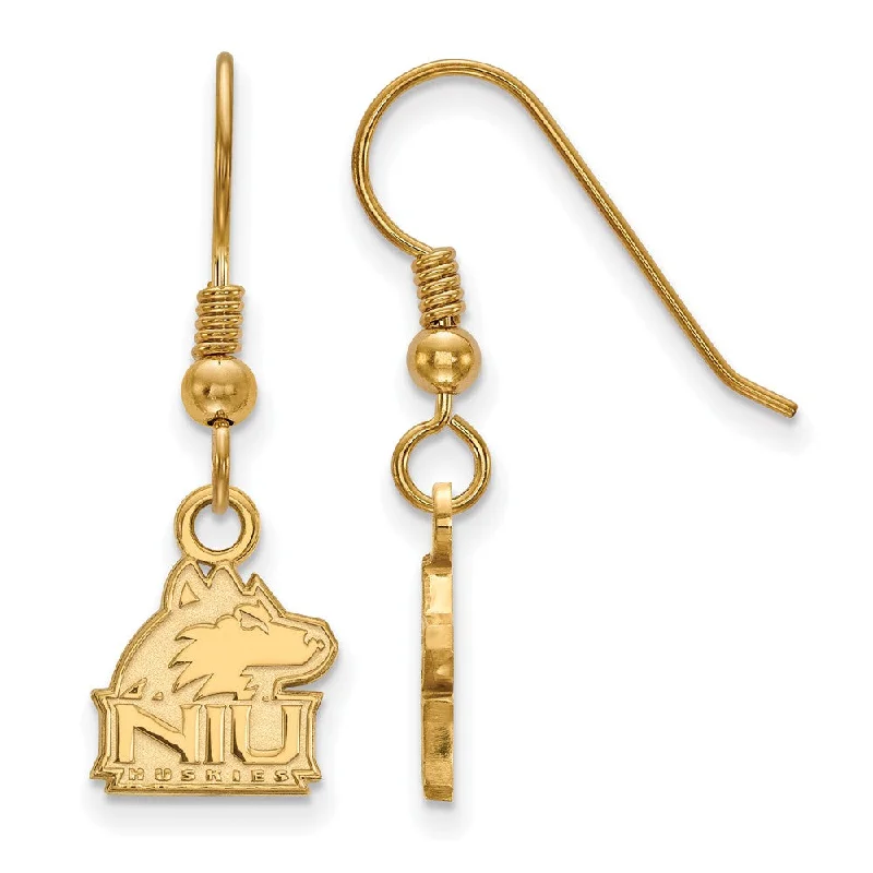 women's gold earrings-14k Gold Plated Silver North Illinois University Dangle Earring