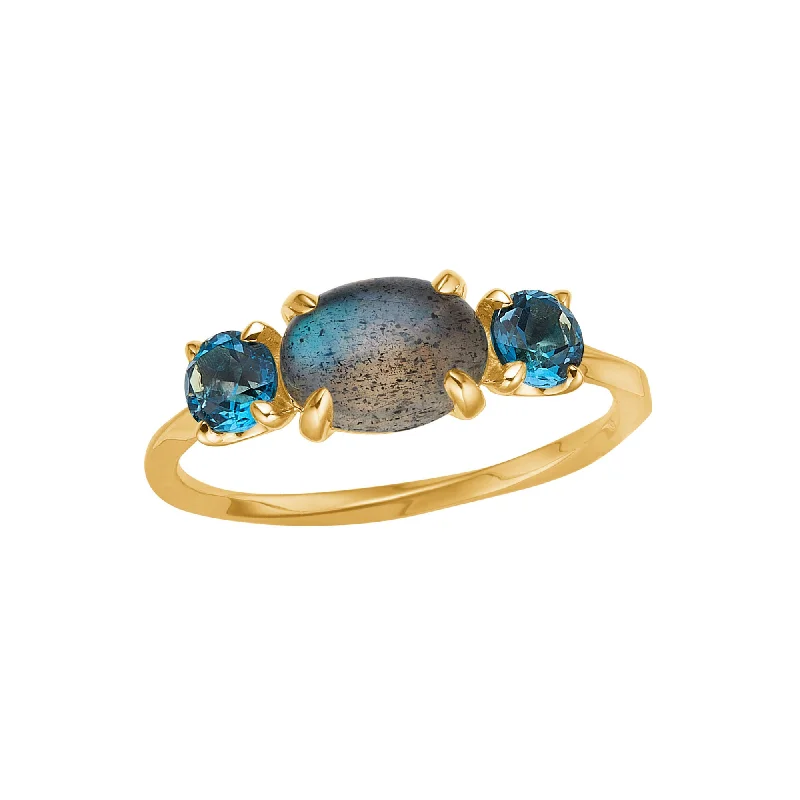 women’s large diamond rings-My Precious - Bon Bon 10K Gold Ring w. Topaz & Laboradorite