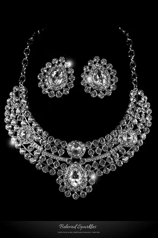 women’s eternity necklaces-Karri Vintage Cluster Necklace Set | Crystal