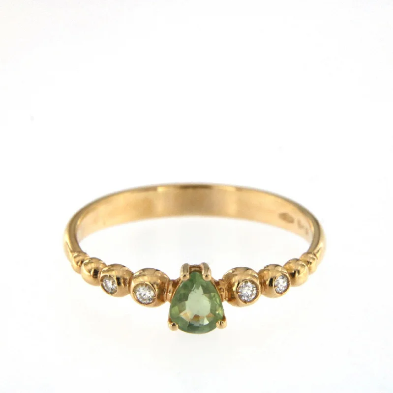 women’s floral rings-Bubble 18K Rose Gold Ring w. Diamonds & Green Sapphire