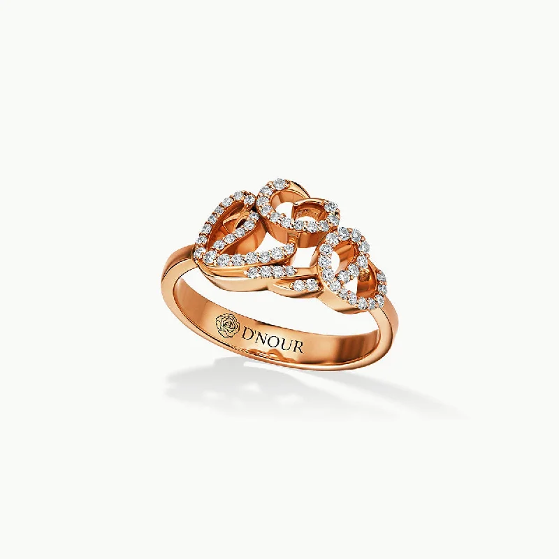 women’s cushion cut rings-Allusia Love Detailed 18K Rosegold Ring w. Diamonds