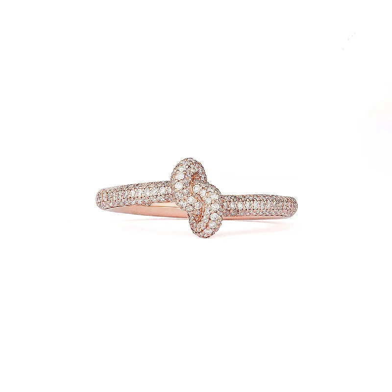 women’s cushion cut rings-Legacy Knot Mini (Slim) 18K Rosegold Ring w. Diamonds