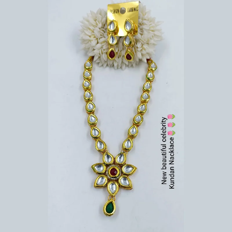 women’s square pendants necklaces-Manisha Jewellery Gold Plated Kundan Stone Necklace Set