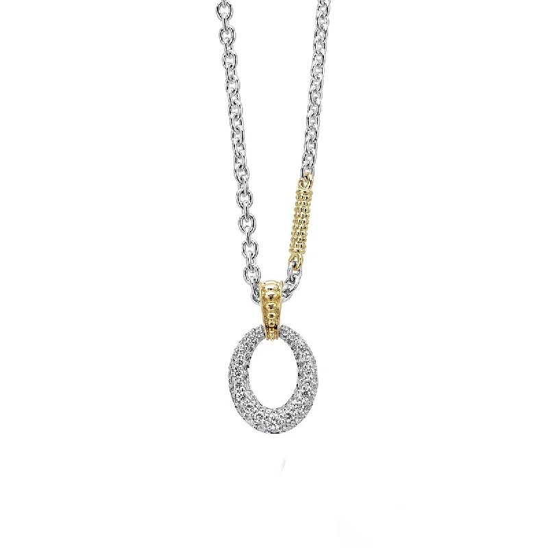 women’s birthstone pendant necklaces-Caviar Lux Diamond Oval Drop Pendant Necklace