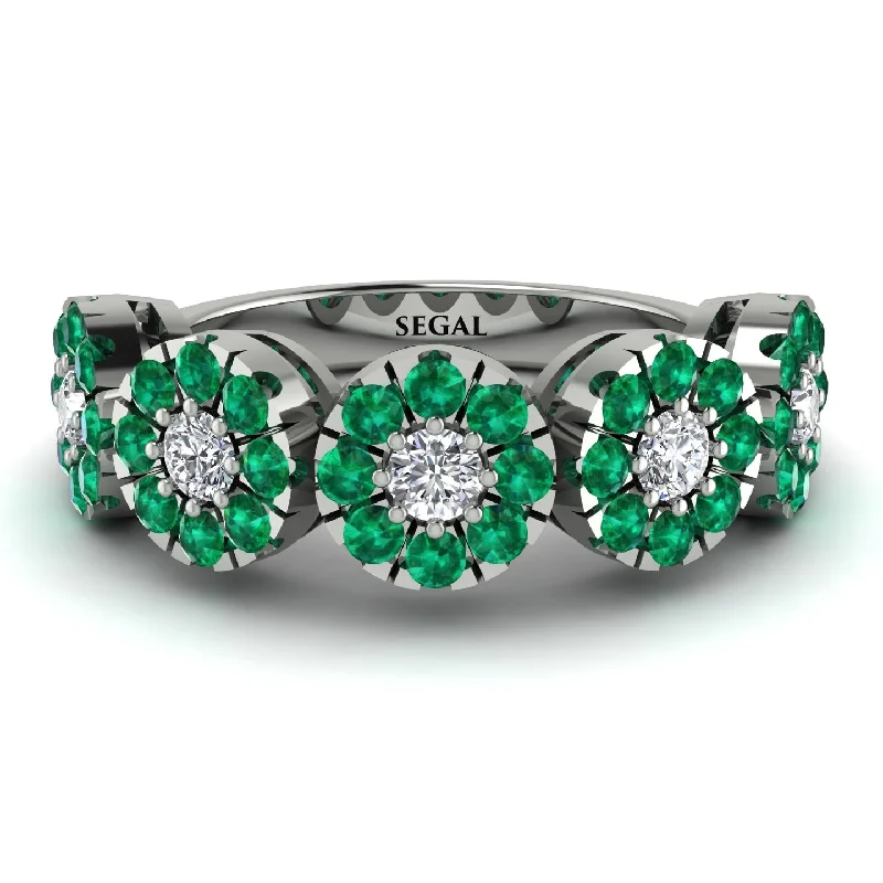 women's emerald engagement rings-Diamond Blossom Of Eternity Wedding Ring - Yaretzi No. 18