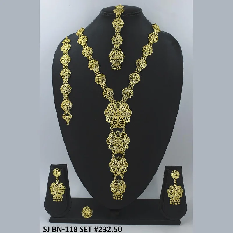 women’s gemstone necklaces-Mahavir Forming Gold Necklace Set   - 36- SJ- BN-118