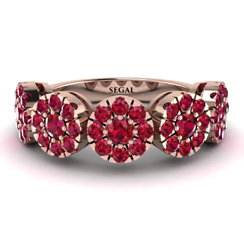 women's stackable engagement rings-Ruby Blossom Of Eternity Wedding Ring - Yaretzi No. 56