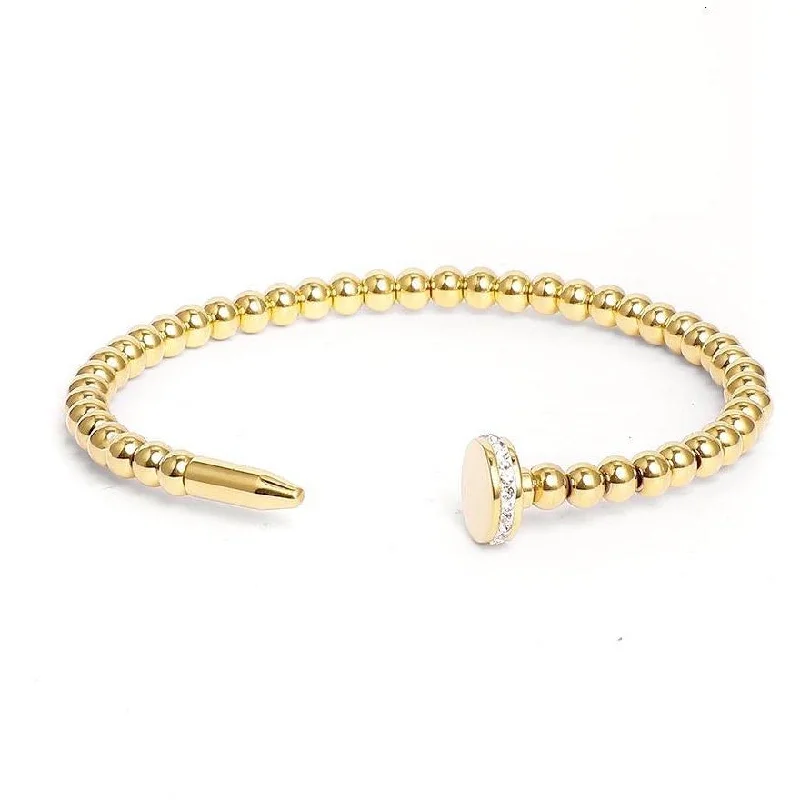 women's silver-plated bracelets-Beaded Nail Bracelet