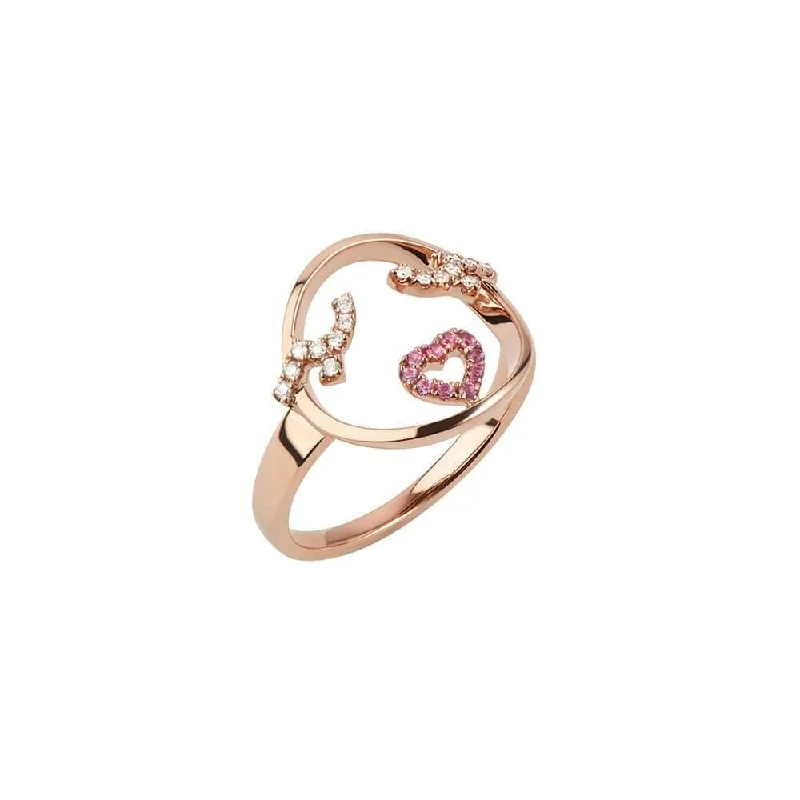 women’s luxury diamond rings-MOYEN Flutter Eyes 18K Rosegold Ring w. Sapphire & Diamond