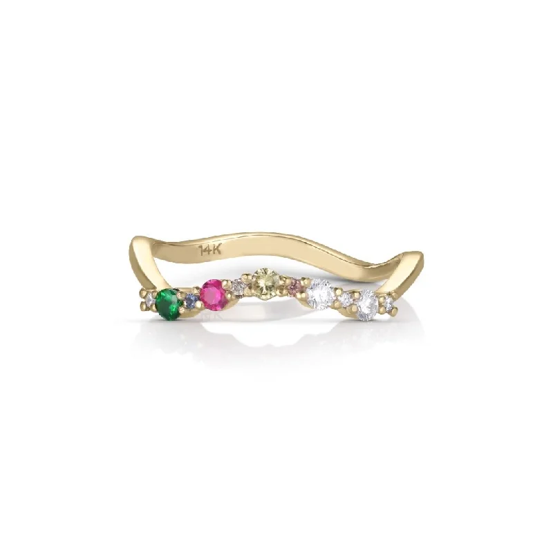 women’s affordable rings-Anpé Atelier x Anna Winck 14K Gold Ring w. Diamonds, Sapphires & Tsavorite