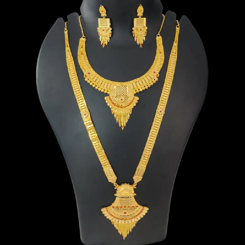 women’s layered gold necklaces-Pari Art Jewellery Forming Double Necklace Set