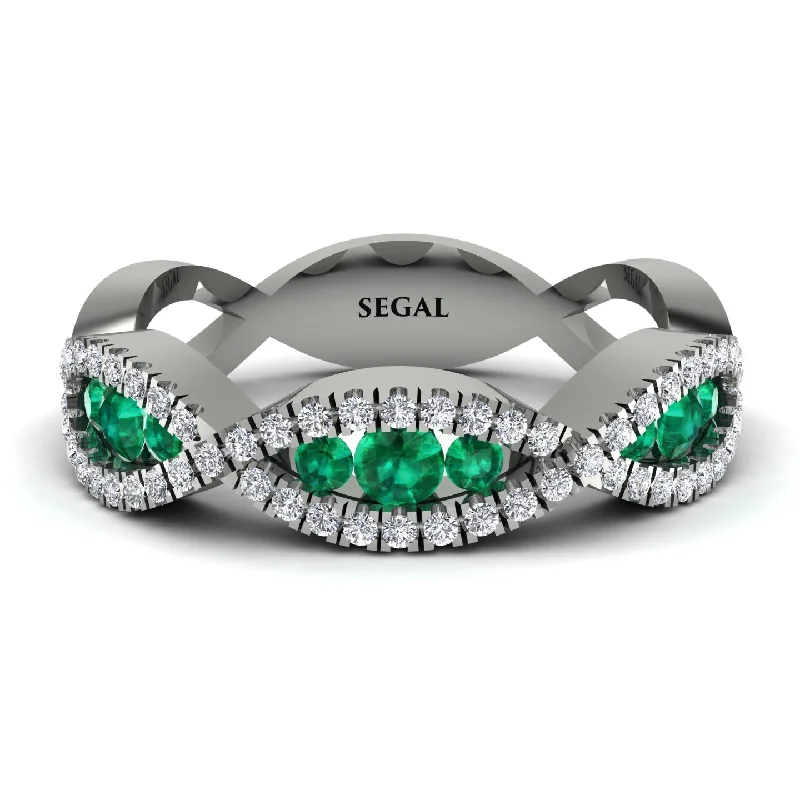 women's three-stone engagement rings-Emerald Eternal Embrace Wedding Ring - Jenna No. 6