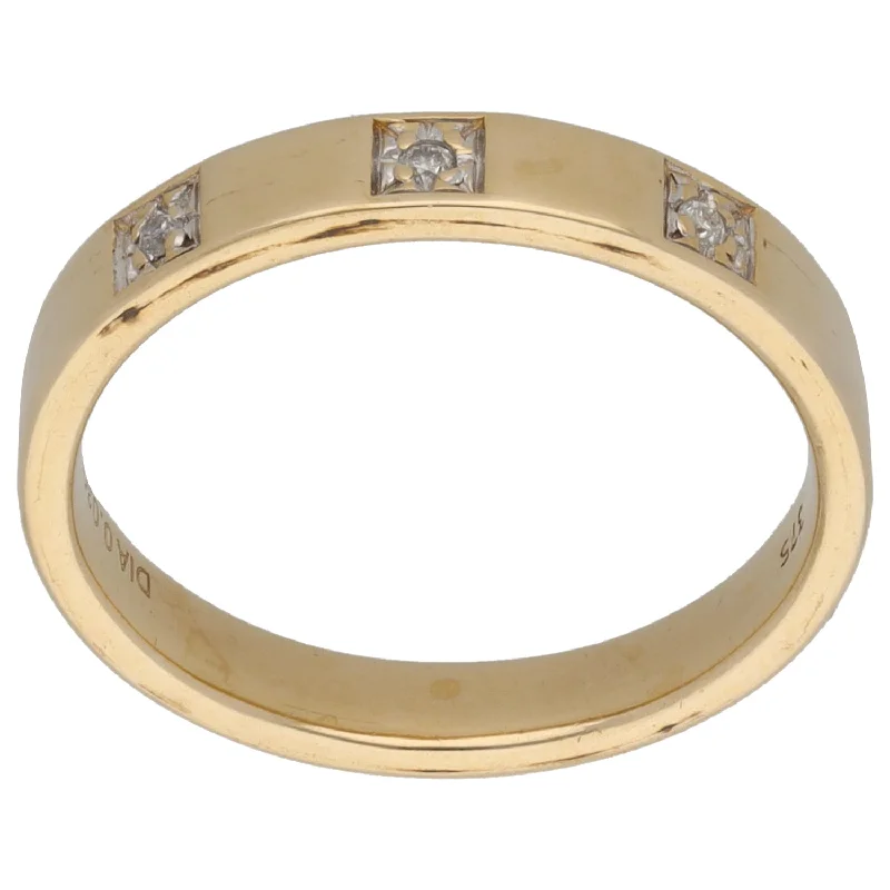 women's non-traditional engagement rings-9ct Gold 0.015ct Diamond Plain Wedding Ring Size N