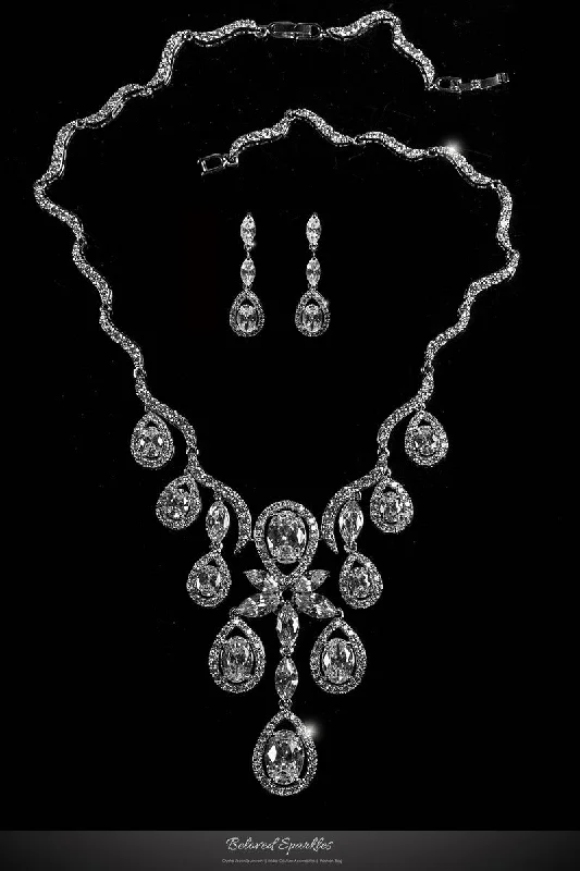 women’s statement crystal necklaces-Amadela Vintage Teardrop Necklace Set | 80 Carat | Cubic Zirconia