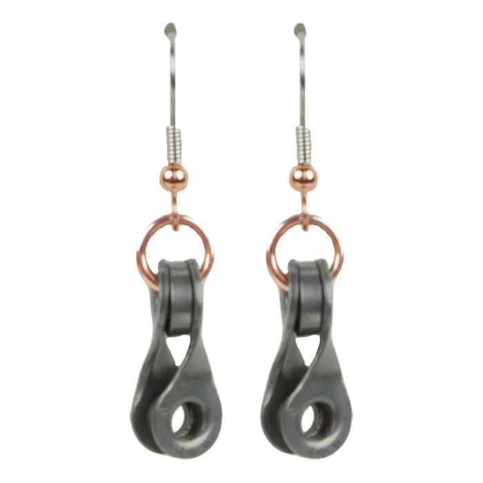 women's handcrafted earrings-Twisted Link & Roller Earring