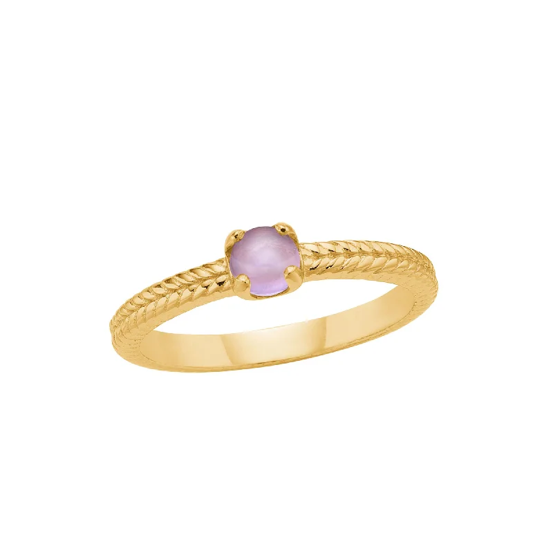 women’s simple gold rings-Olalla 18K Gold Plated Ring w. 1 Amethyst