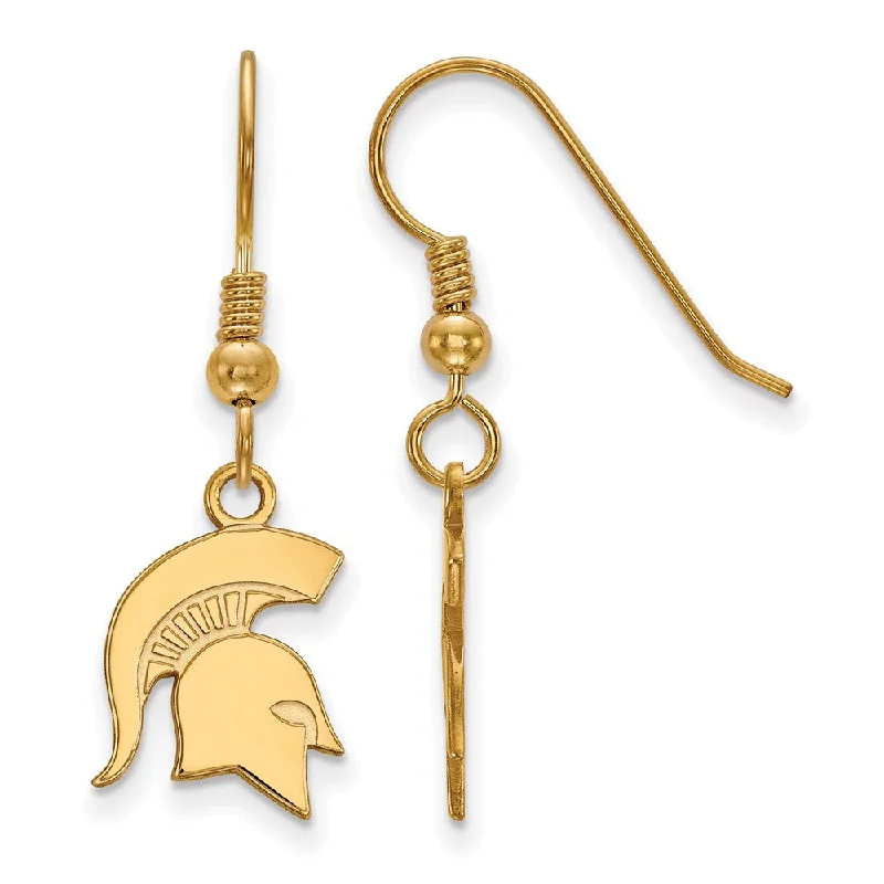 women's double stud earrings-14k Gold Plated Silver Michigan State University Dangle Earring