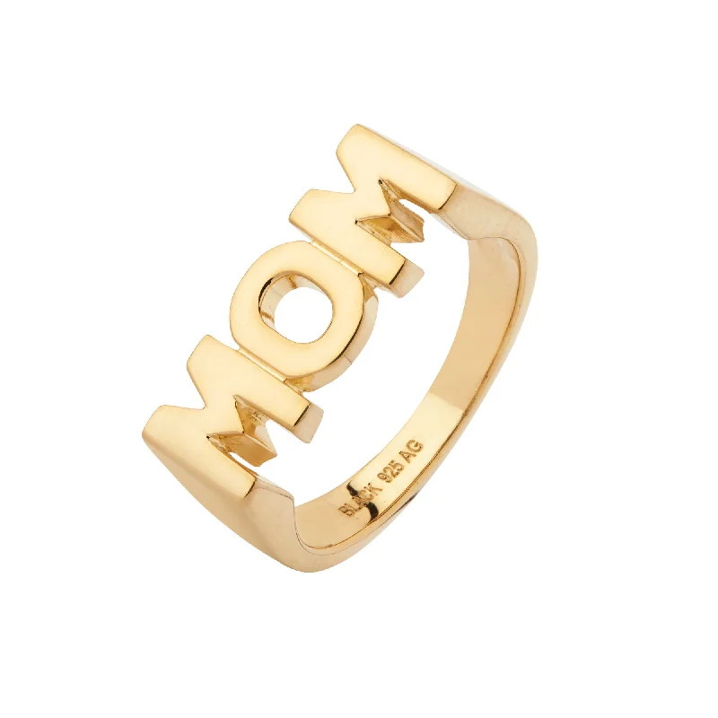 women’s wedding bands-Mom Gold Plated Ring