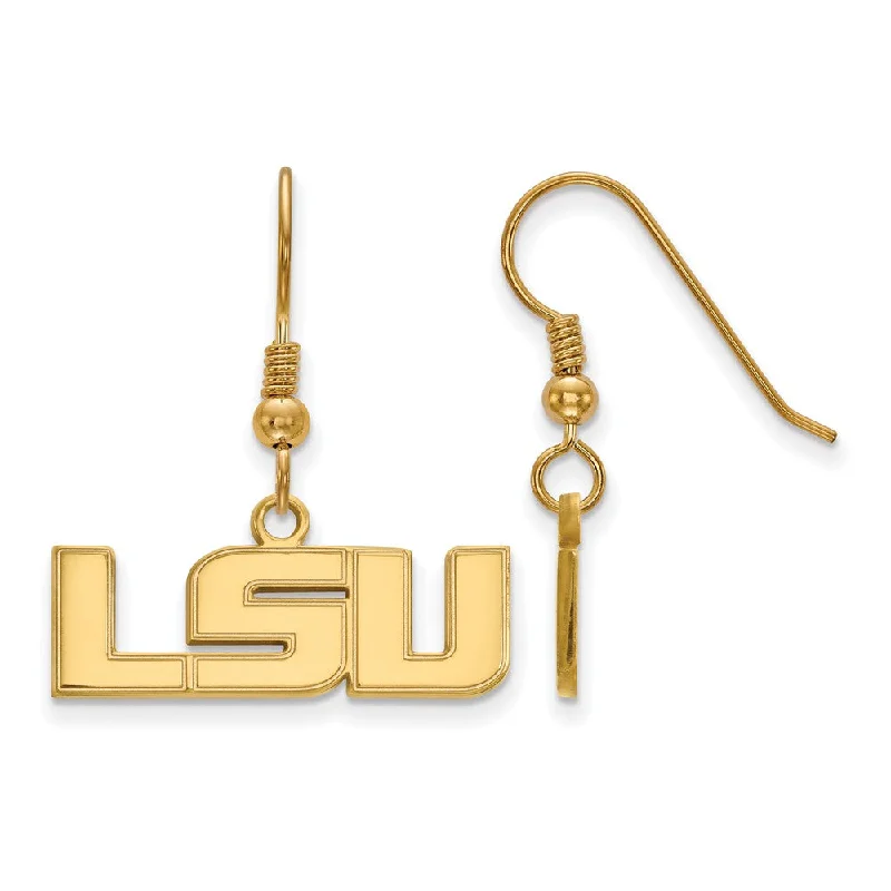 women's everyday earrings-14k Gold Plated Silver Louisiana State Univ. Dangle Earring