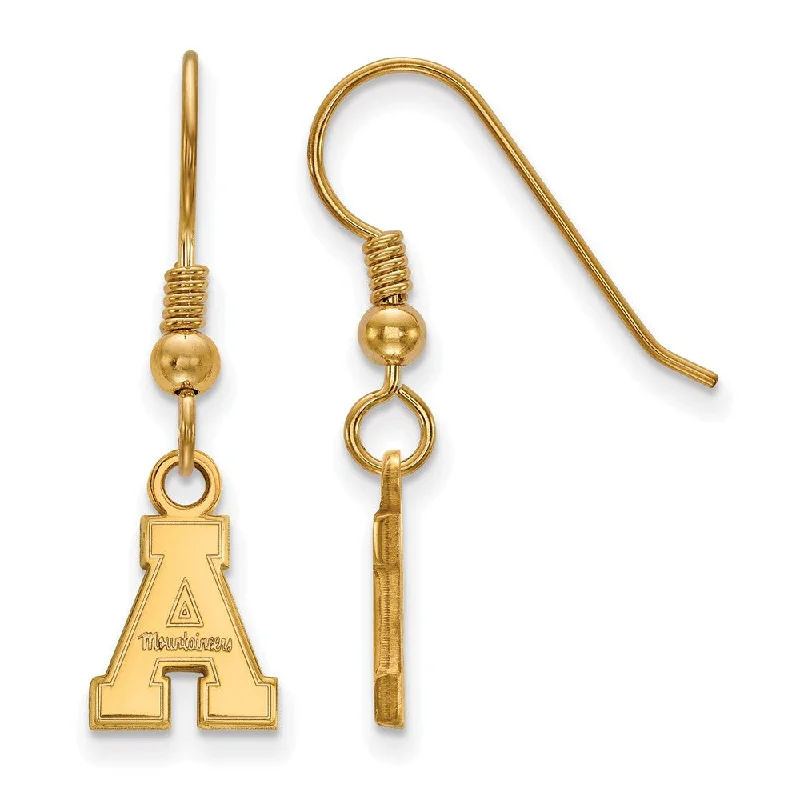 women's everyday earrings-14k Gold Plated Silver Appalachian State Dangle Earring