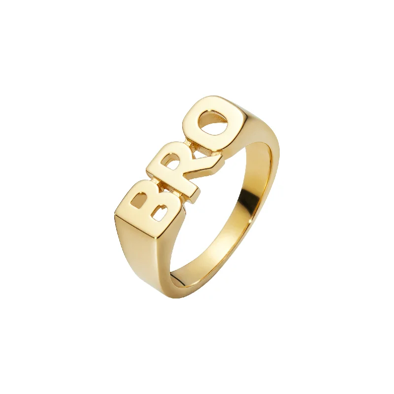 women’s anniversary rings-Bro Gold Plated Ring