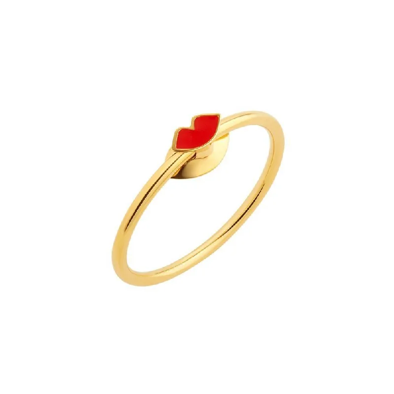 women’s ruby rings-Orbit Infinity Lips Gold Plated Ring