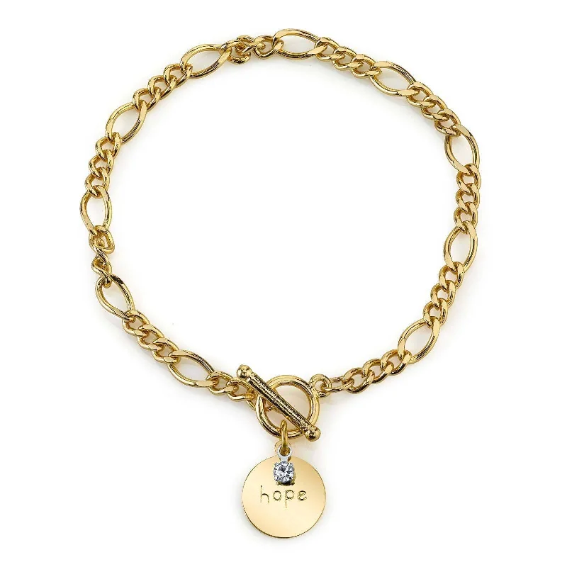 women's engraved bracelets-1928 Jewelry Sentiments Crystal Figaro Chain Toggle Bracelet