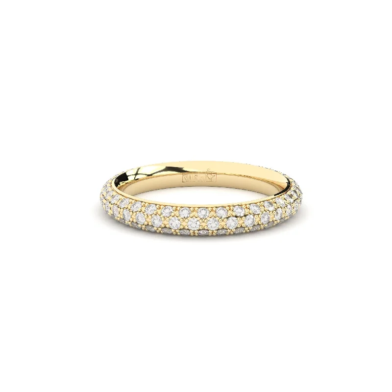 women’s vintage-inspired rings-Grace three row Eternity 18K Gold Ring w. Lab-Grown Diamonds