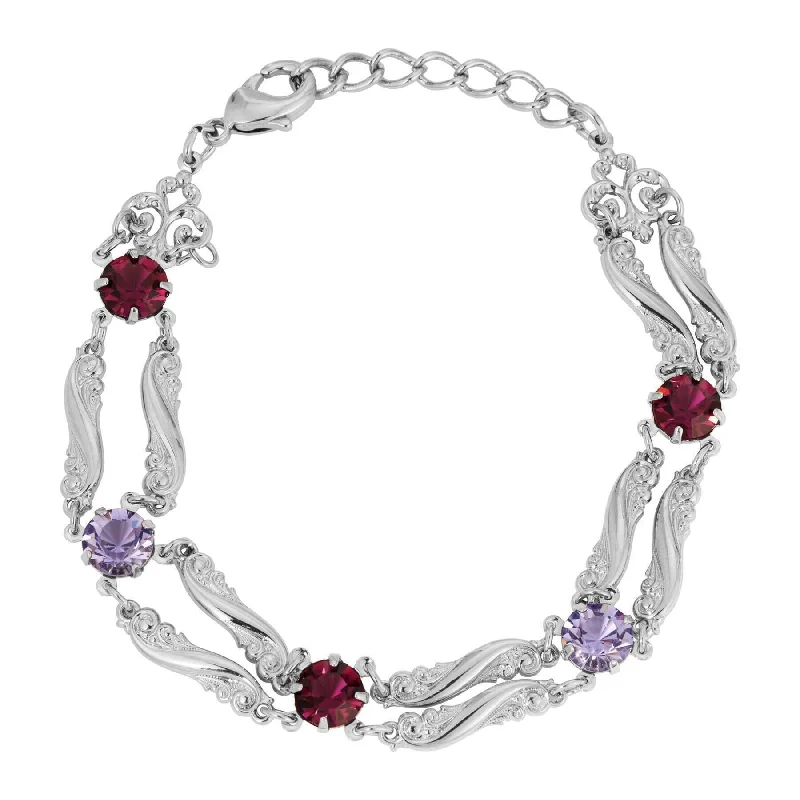 women's tourmaline bracelets-1928 Jewelry Deco Amethyst & Tanzanite Austrian Crystal Link Bracelet