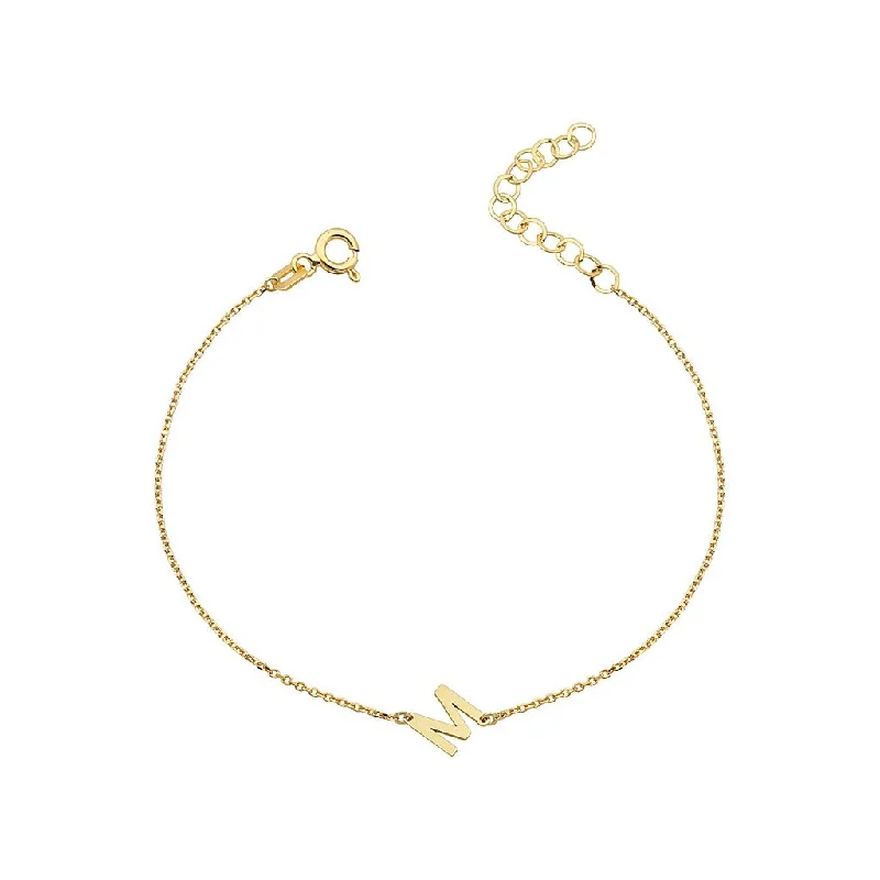 women's Hamsa bracelets-Initial 14K Gold Bracelet