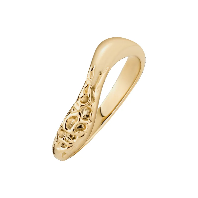 women’s yellow gold rings-Silken Gold Plated Ring