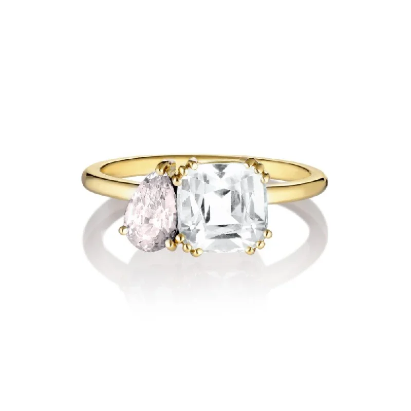 women’s classic engagement rings-Apata Sudu 18K Gold Ring w. Tourmaline & Sapphire