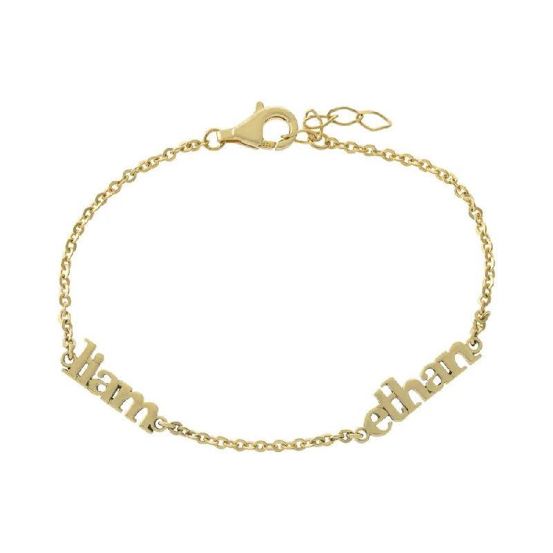 women's wide bracelets-Double Name Bracelet