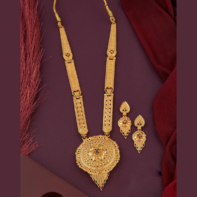 women’s long necklaces-Kalpna Sales Gold Plated Meenakari Necklace Set