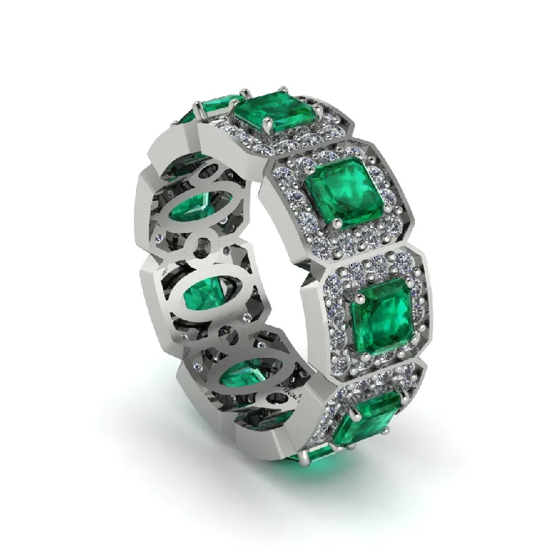 women's limited edition engagement rings-Emerald-Cut Emerald Eternity Wedding Ring - Fatima No. 6