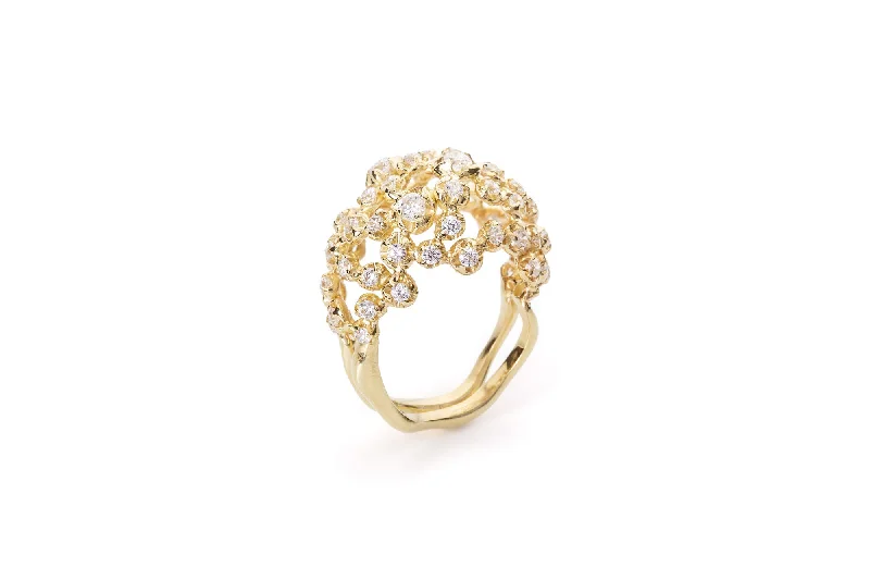 women’s ring with multiple stones-Sphere Nr 01 18K Gold, Whitegold or Rosegold Ring w. Diamonds