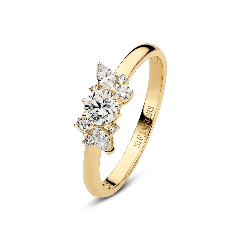 women’s vintage gold rings-Lovere 14K Gold Ring w. Lab-Grown Diamonds