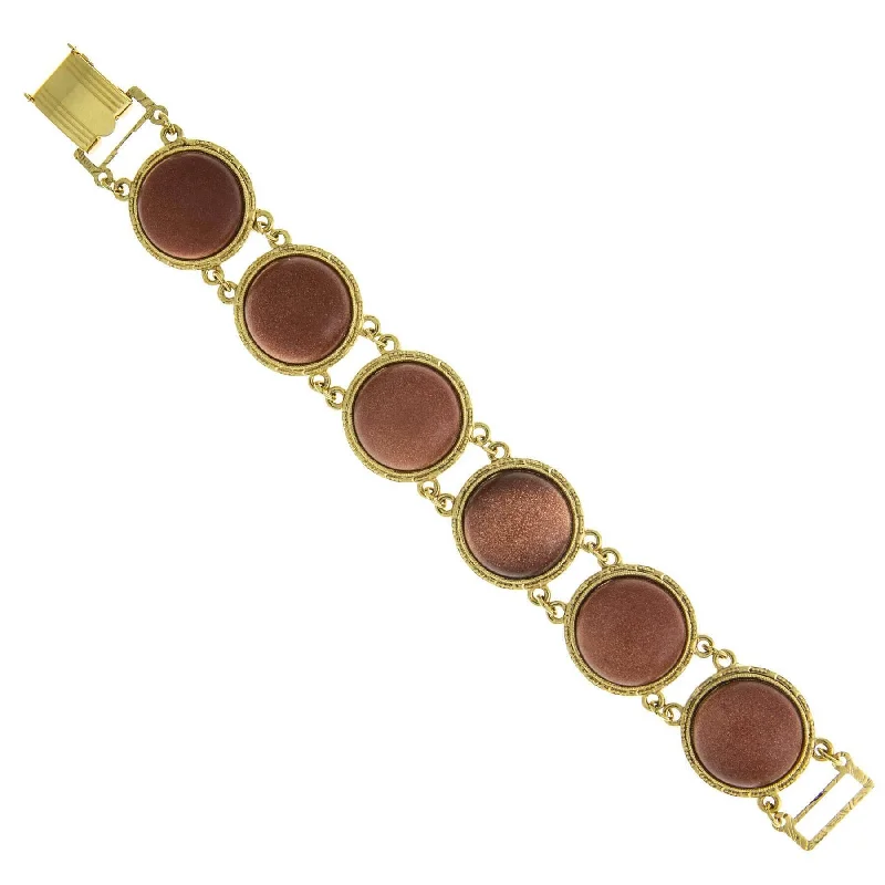 women's metal bracelets-1928 Jewelry Goldstone Semi Precious Link Bracelet