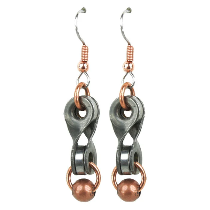 women's 925 sterling silver earrings-Twisted Link & Bead Earring