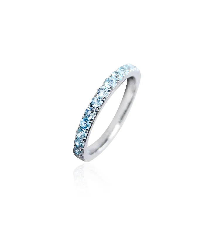 women’s gemstone engagement rings-Sarah Lil Aqua 14K Whitegold Ring w. Aquamarines