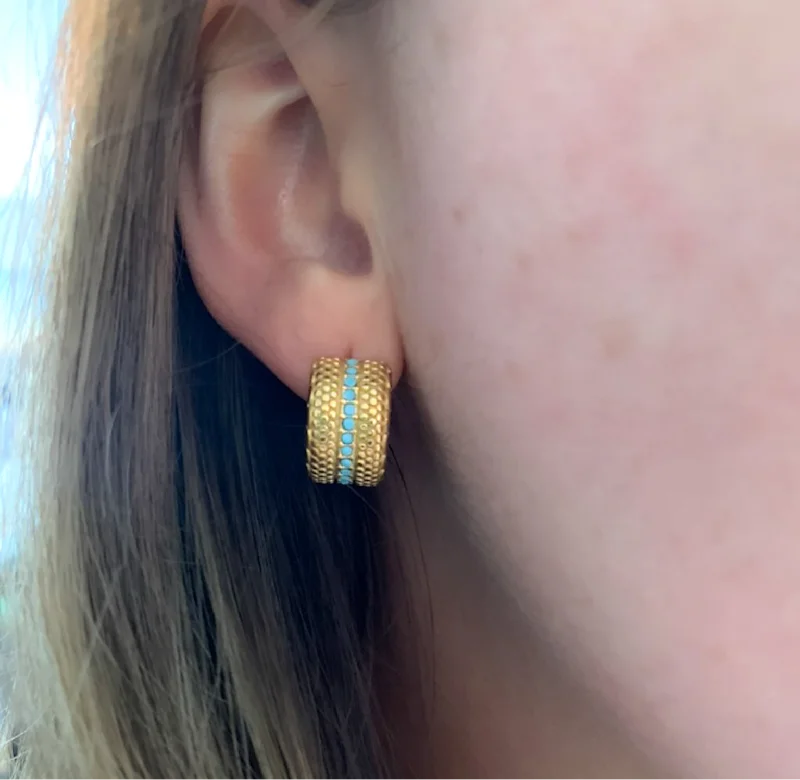 women's letter earrings-Turquoise Chubbies