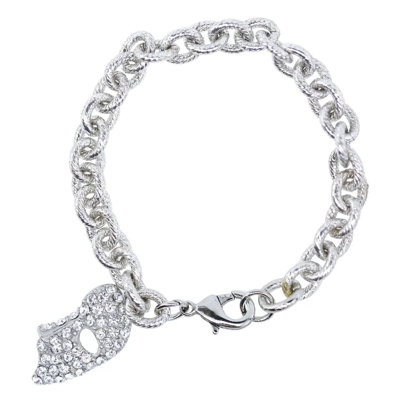 women's feather bracelets-1928 Jewelry Crystal Masquerade Mask Charm On Link Bracelet