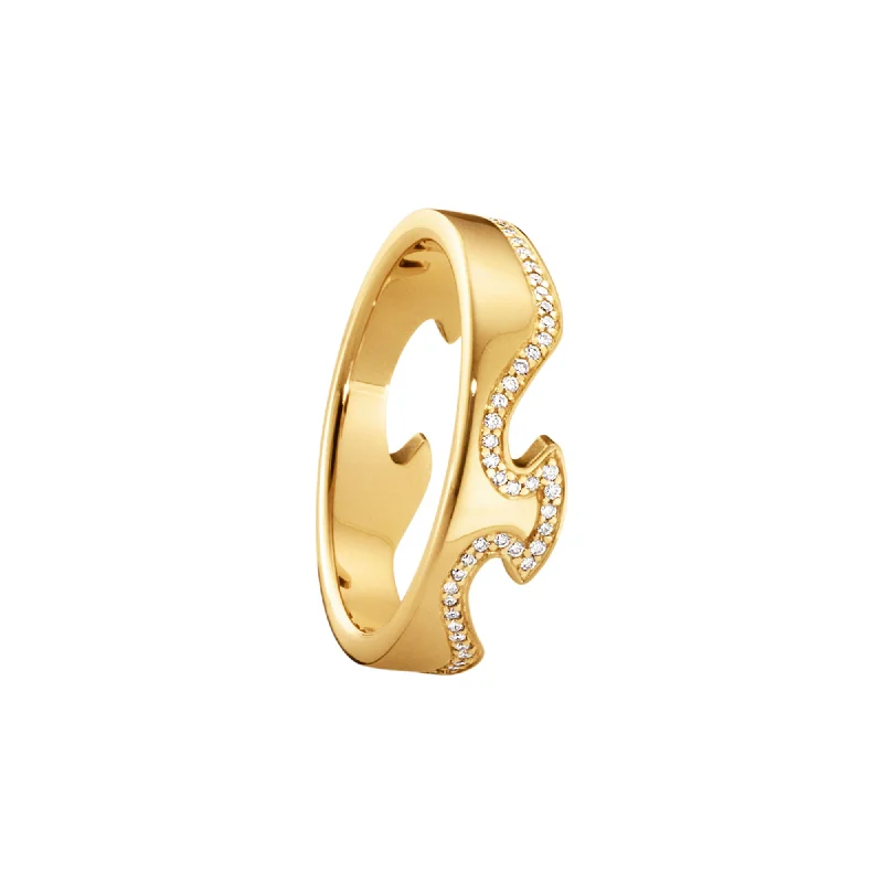 women’s romantic rings-Fusion 18K Gold Ring w. Diamond