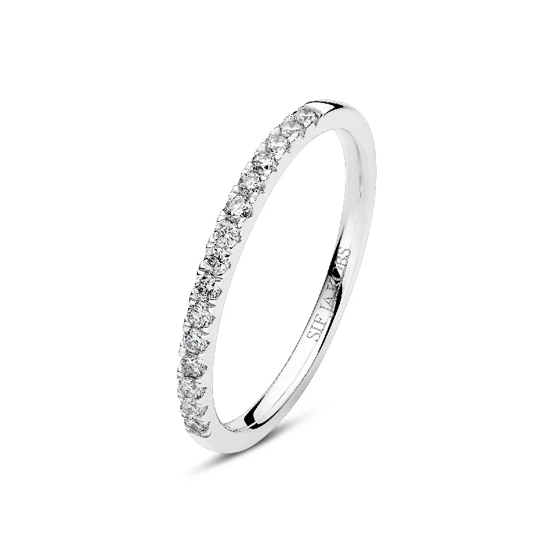 women’s stackable silver rings-Alba 14K Whitegold Ring w. Lab-Grown Diamonds