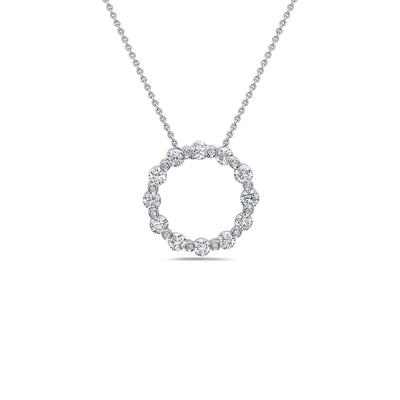 women’s gemstone drop necklaces-Circle Diamond Pendant Necklace