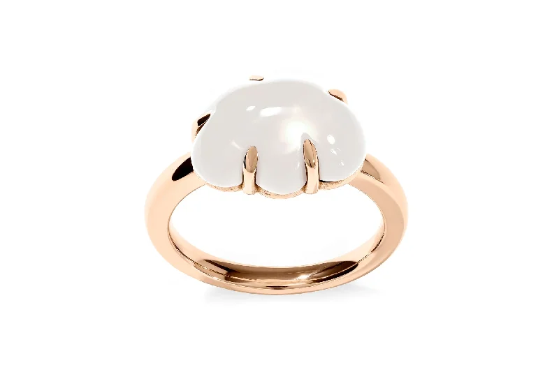 women’s large diamond rings-Cloud 18K Rosegold Ring w. Milky Quartz