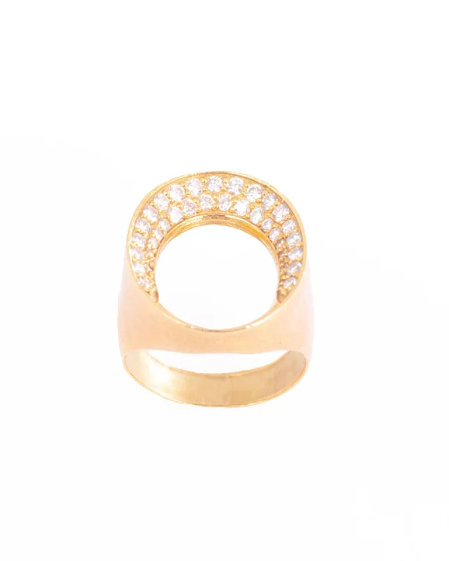 women’s rings-Oval, Open 18K Gold, Whitegold or Rosegold Ring w. Diamonds