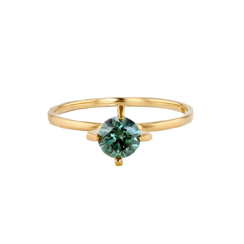 women’s sapphire rings-ReMind Solitaire 18K Gold Ring w. Green Lab-Grown Diamond