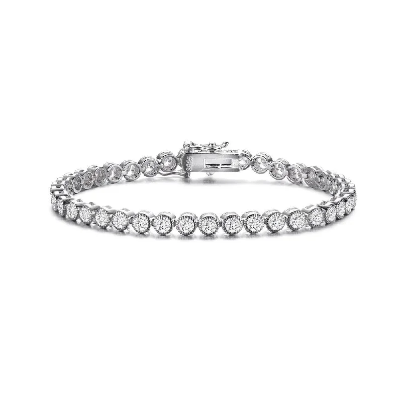 women's adjustable bracelets-Louise Milgrain Bezel Tennis Bracelet